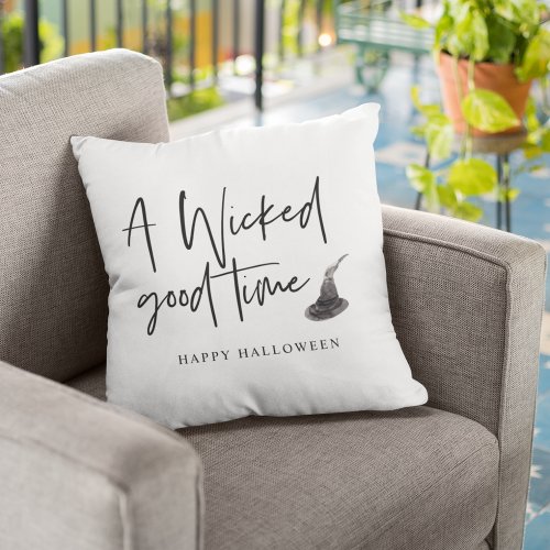 Modern A Wicked Good Time Quote  Happy Halloween Outdoor Pillow