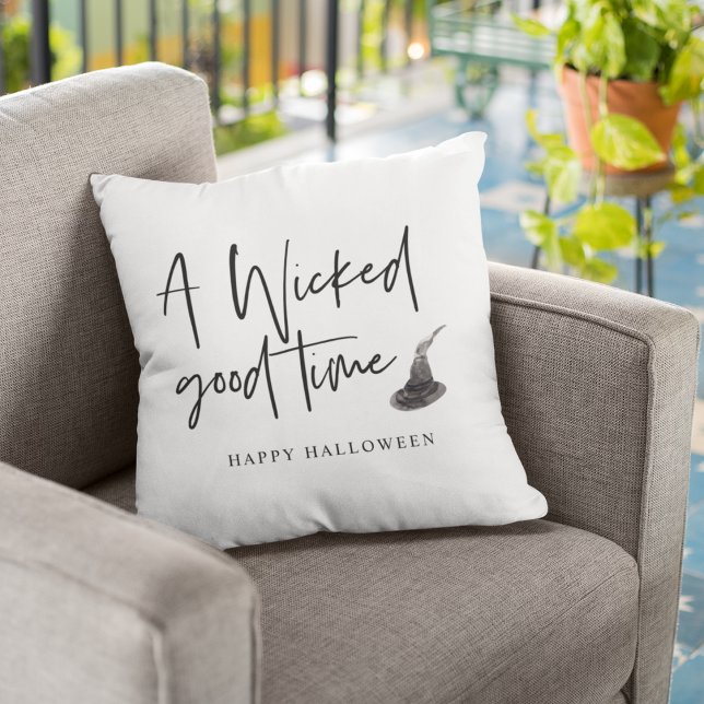Modern A Wicked Good Time Quote | Happy Halloween Outdoor Pillow (Creator Uploaded)