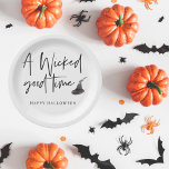 Modern A Wicked Good Time Quote | Happy Halloween  Paper Plates<br><div class="desc">Modern A Wicked Good Time Quote | Happy Halloween</div>