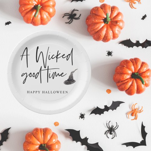 Modern A Wicked Good Time Quote  Happy Halloween  Paper Plates