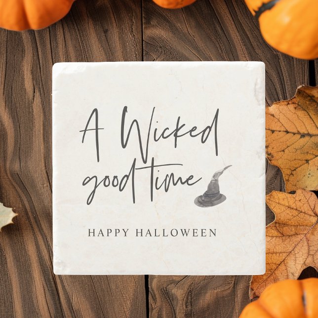 Modern A Wicked Good Time Quote | Happy Halloween Stone Coaster (Creator Uploaded)