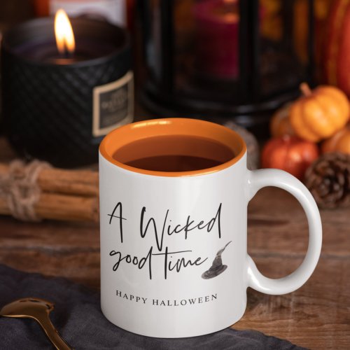 Modern A Wicked Good Time Quote  Happy Halloween Two_Tone Coffee Mug