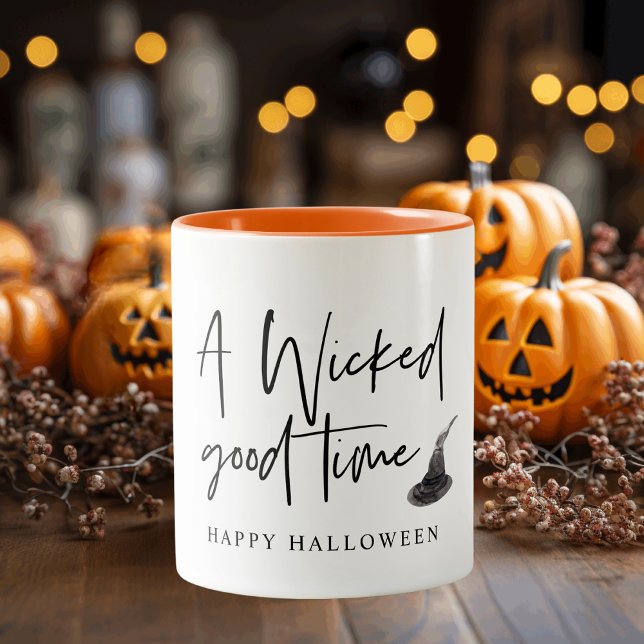 Modern A Wicked Good Time Quote | Happy Halloween Two-Tone Coffee Mug (Creator Uploaded)