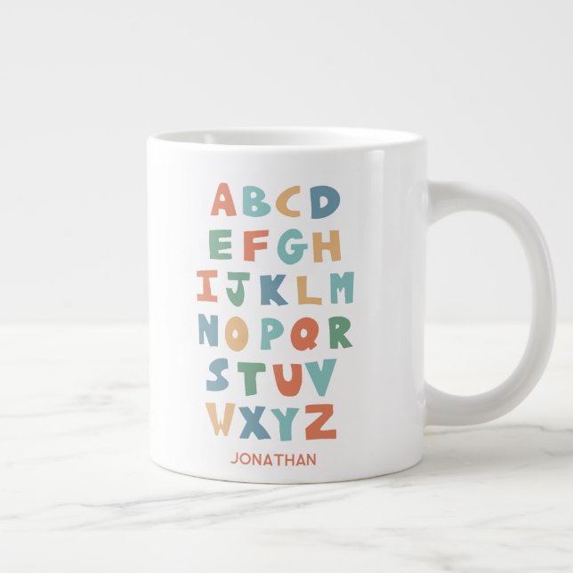 Modern ABC Alphabet Personalized Classroom Letters Giant Coffee Mug (Right)