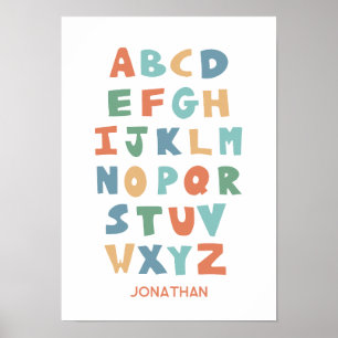 Modern ABC Alphabet Personalized Classroom Poster
