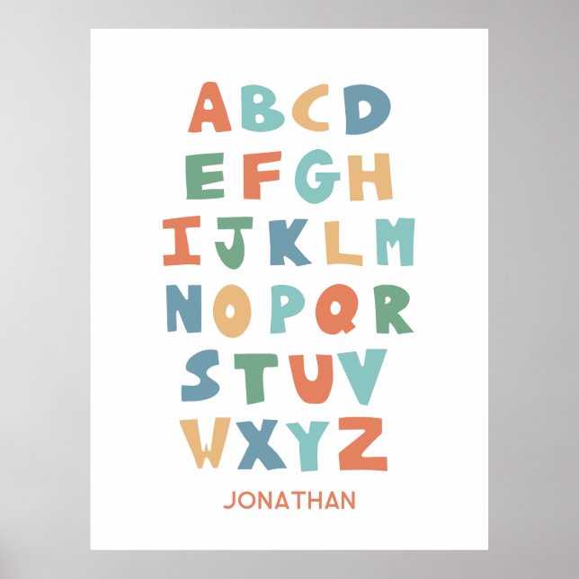 Modern ABC Alphabet Personalized Classroom Poster (Front)