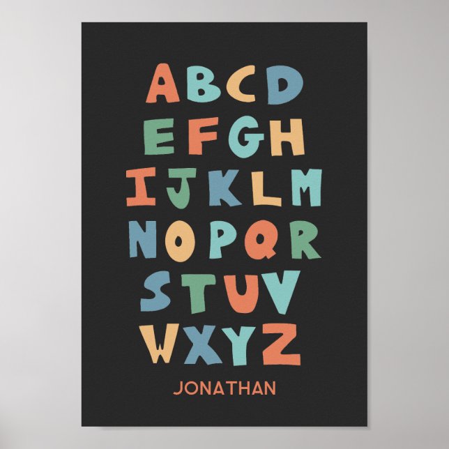 Modern ABC Alphabet Personalized Classroom Poster (Front)
