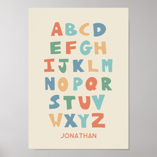 Modern ABC Alphabet Personalized Classroom Poster (Front)