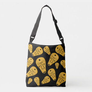 Modern Aboriginal tribal abstract face tattoo art Crossbody Bag