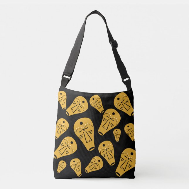 Modern Aboriginal tribal abstract face tattoo art Crossbody Bag (Front)