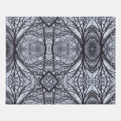 Modern Absract Black and White Oak Trees Area  Rug