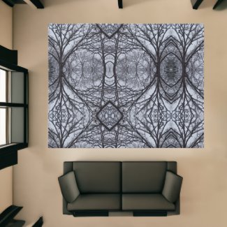 Modern Absract Black and White Oak Trees Area 