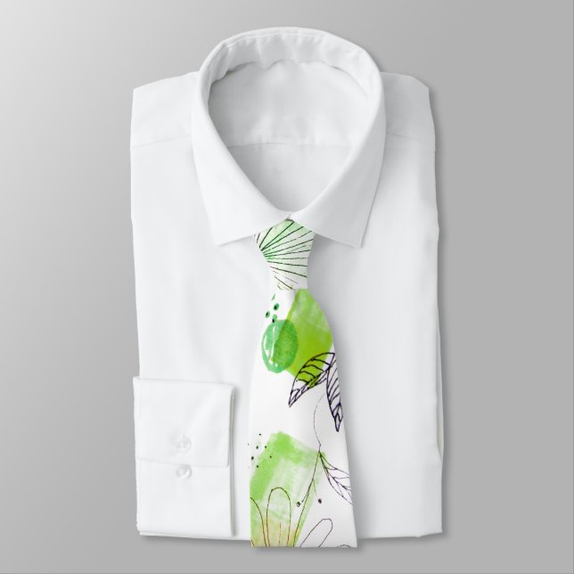 Modern Abstrac Business Pattern Green Yellow Neck Tie (Tied)