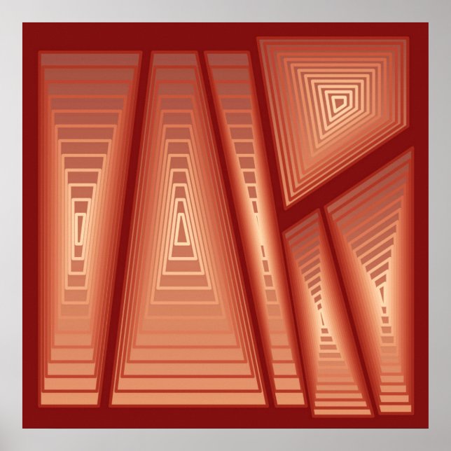 Modern Abstract - 3-d Pyramids, Copper Poster (Front)