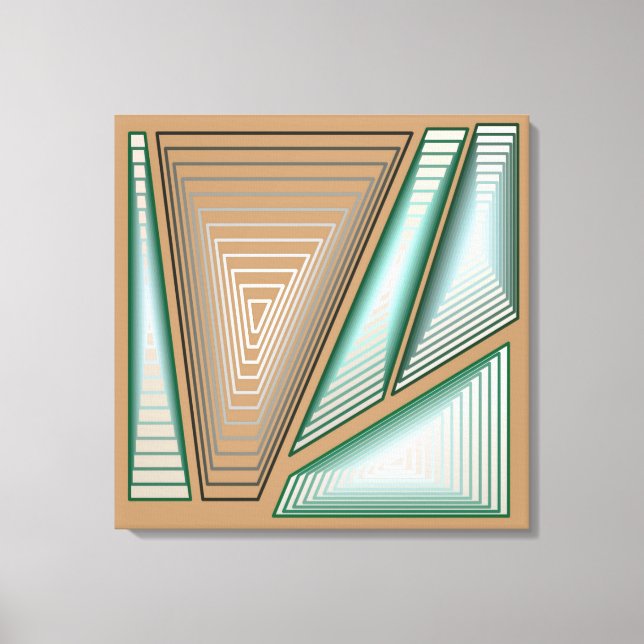 Modern Abstract - 3-d Pyramids, Taupe and Silver Canvas Print (Front)