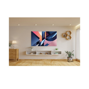 Modern Abstract 3D Metallic Blue, Peach, and Pink Photo Print