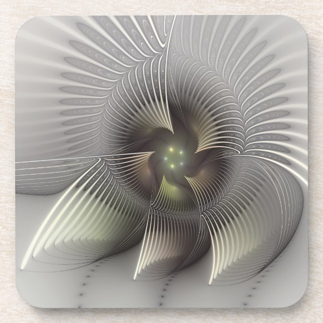 Modern Abstract 3D Shape Fractal Art Beverage Coaster (Front)