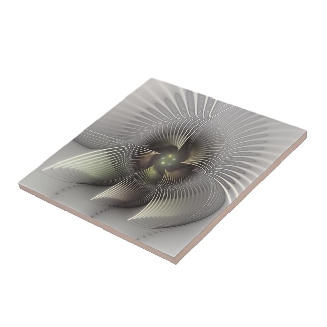 Modern Abstract 3D Shape Fractal Art Ceramic Tile (Side)
