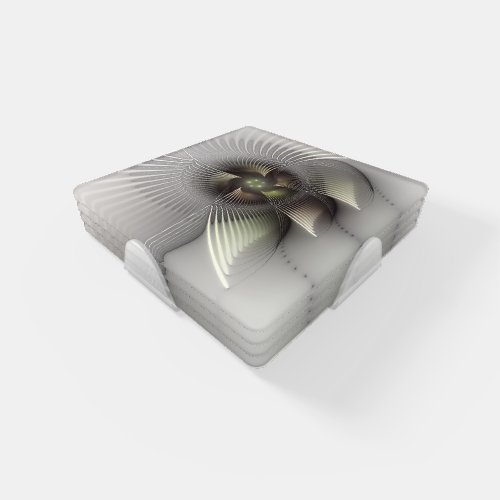 Modern Abstract 3D Shape Fractal Art Coaster Set