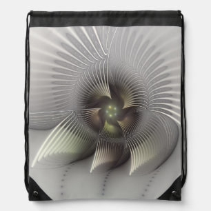 Modern Abstract 3D Shape Fractal Art Drawstring Bag