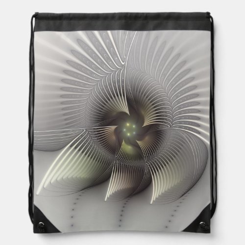 Modern Abstract 3D Shape Fractal Art Drawstring Bag