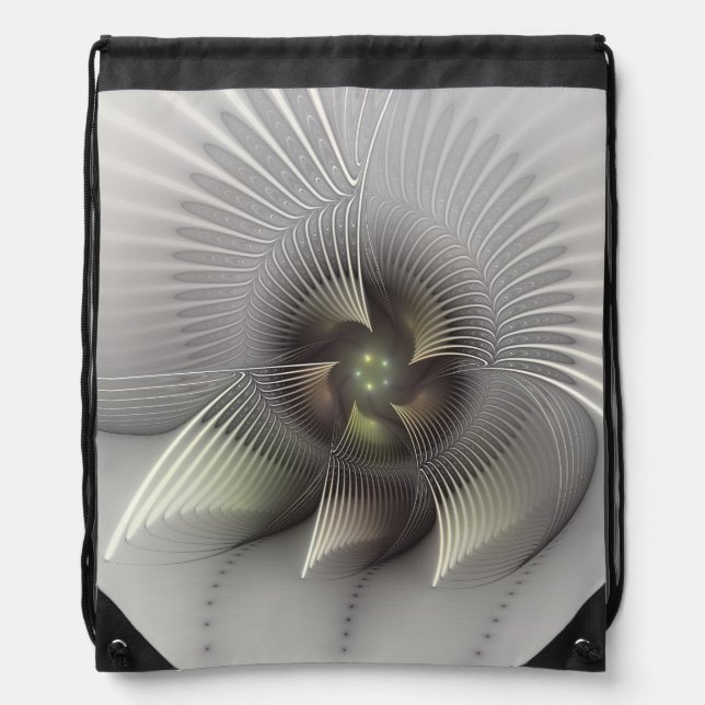 Modern Abstract 3D Shape Fractal Art Drawstring Bag (Front)