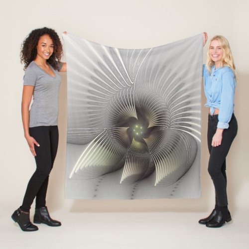 Modern Abstract 3D Shape Fractal Art Fleece Blanket