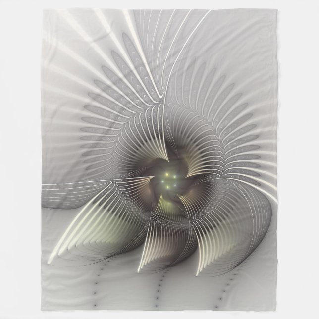 Modern Abstract 3D Shape Fractal Art Fleece Blanket (Front)