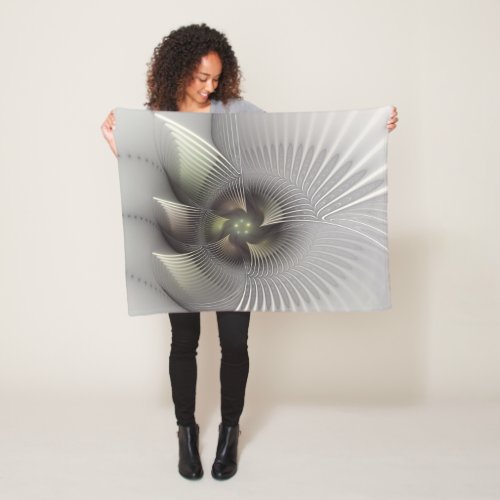 Modern Abstract 3D Shape Fractal Art Fleece Blanket