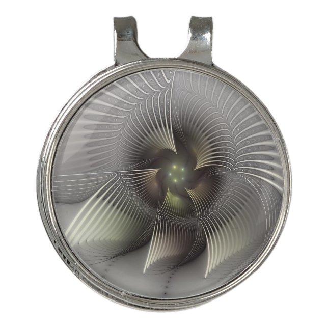Modern Abstract 3D Shape Fractal Art Golf Hat Clip (Front)