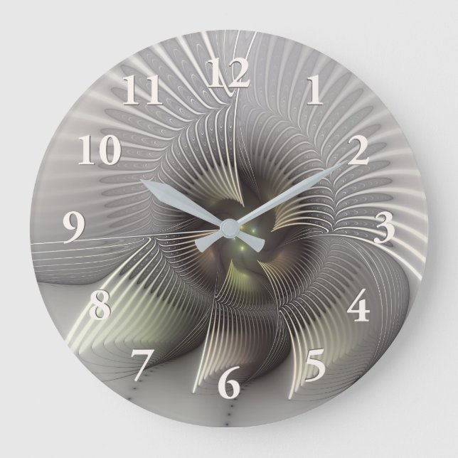 Modern Abstract 3D Shape Fractal Art Large Clock (Front)