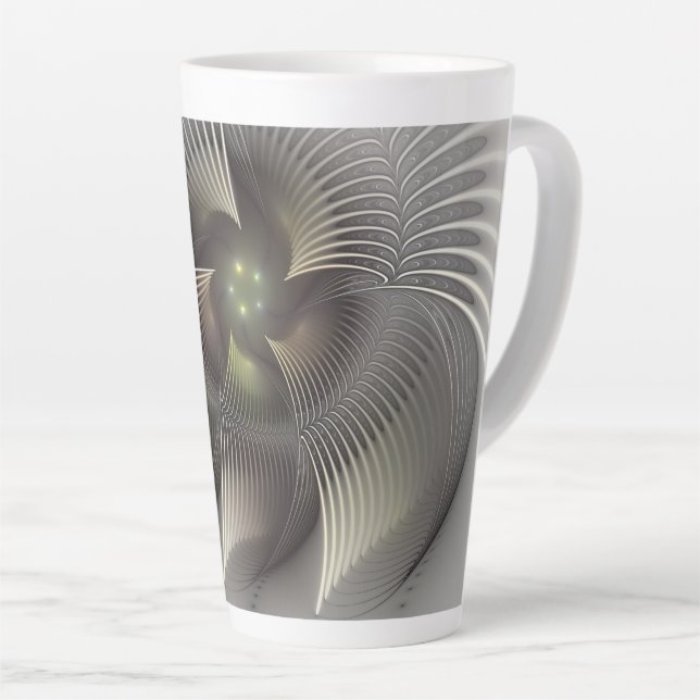 Modern Abstract 3D Shape Fractal Art Latte Mug (Right Angle)