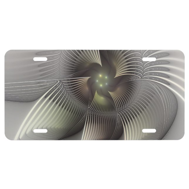 Modern Abstract 3D Shape Fractal Art License Plate (Front)