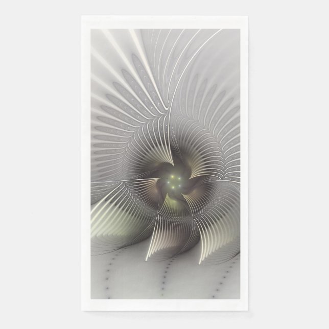 Modern Abstract 3D Shape Fractal Art Paper Guest Towels (Front)