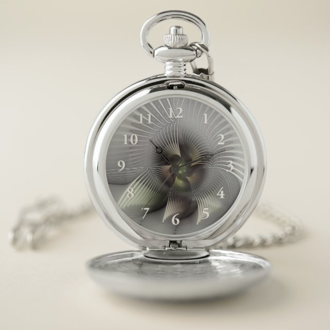Modern Abstract 3D Shape Fractal Art Pocket Watch (Inside)