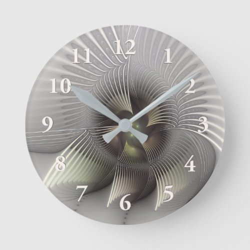 Modern Abstract 3D Shape Fractal Art Round Clock