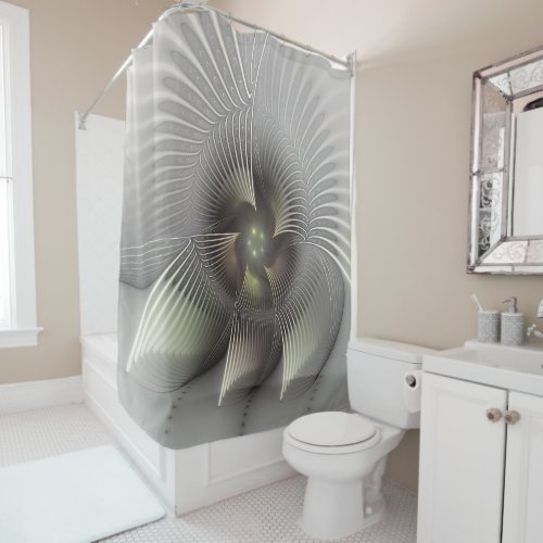 Modern Abstract 3D Shape Fractal Art Shower Curtain