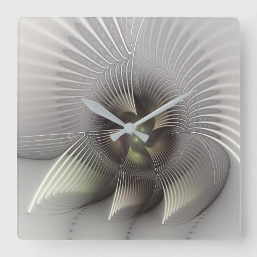 Modern Abstract 3D Shape Fractal Art Square Wall Clock