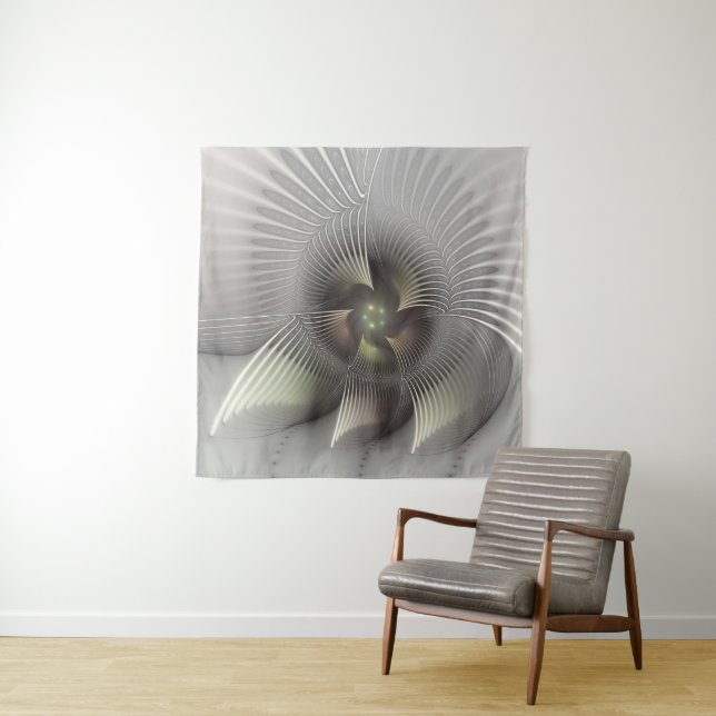 Modern Abstract 3D Shape Fractal Art Tapestry (In Situ)