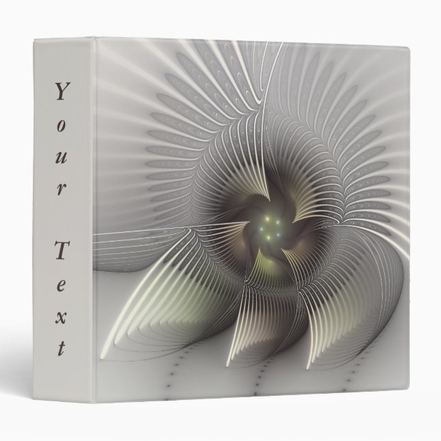 Modern Abstract 3D Shape Fractal Art Text 3 Ring Binder (Front/Spine)