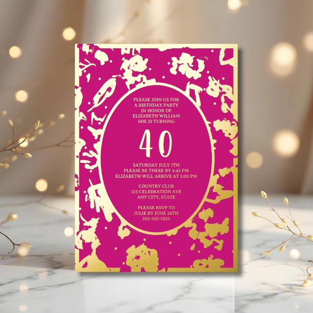 Modern Abstract 40th Birthday Template Pink Unique (Creator Uploaded)