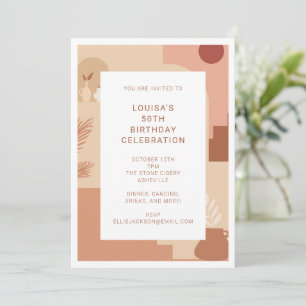 Modern Abstract 50th Birthday Earthy Geometric Invitation