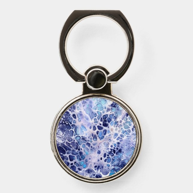 Modern Abstract Acrylic Paint Texture Phone Ring Stand (Front)