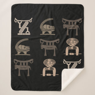 Modern abstract African ornate and symbol art Sherpa Blanket
