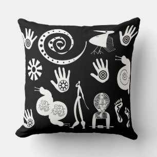 Modern Abstract African symbol and motifs art Throw Pillow