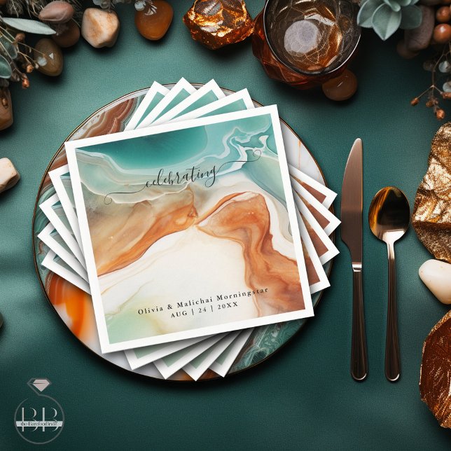 Modern Abstract Agate Jade Terracotta Napkins (Creator Uploaded)