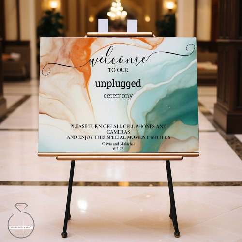 Modern Abstract Agate Welcome Unplugged Ceremony Foam Board