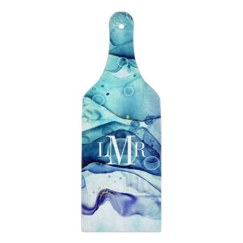 Modern Abstract Alcohol Ink Monogram Cutting Board