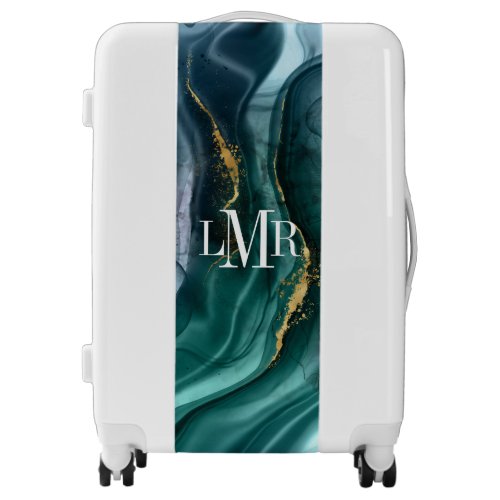 Modern Abstract Alcohol Ink Monogram Luggage