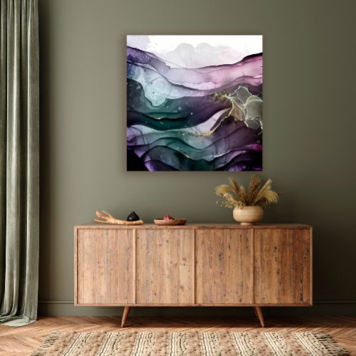 Modern abstract alcohol ink stretched canvas